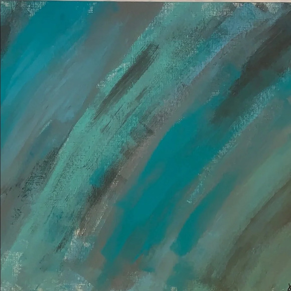 Blues & grays with silver ORIGINAL art 9” x 12” - Picture 2 of 5